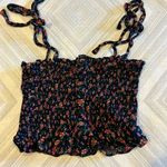 Lost + Wander  Party Til Dawn Black & Floral Button Down Smocked Top - Size S Photo 0