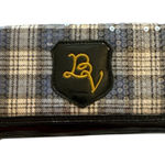 Betsey Johnson Betseyville by Plaid Sequined Wallet Blue Black Faux Leather Photo 0