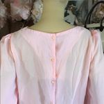 VINTAGE KLE PINK PLEATED RUFFLE BACK BUTTON PUFFED SLEEVE BLOUSE (S) Photo 8