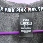 PINK Victoria's Secret ultimate full zip sweater love pink in circle left chest with pockets thumb stripes on sleeves in gray Photo 6