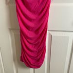 Women's Off The Shoulder Dresses Ruched Fitted Midi Bodycon Dress size large Pink Photo 4