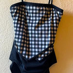 swimsuit one piece plaid gingham‎ cottagecore beach vacation costal grandma slim Black Size 12 Photo 0