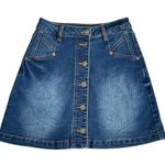 Frye Corset Skirt Women’s Size 2 Button Down Denim Jean Blue Mini Chic Photo 1