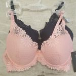 Laura Ashley ππ Comfort Bras (2 Pack) Pink & Navy Blue Lace 36C *FLAWED Photo 1