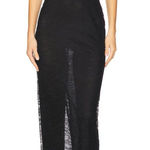 Stone Cold Fox NWT  REVOLVE Black Lace Maxi Dress M Puff Sleeve Rosette Goth Boho Photo 0