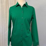 EXPRESS Essential Women Green Slim Buttondown Collared Long Sleeve Shirt Size L Photo 0