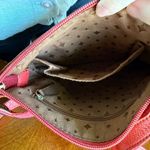 Fossil  Coral Orange 100% Cow Hide Leather Square Crossbody Zipper Top Purse Bag Photo 6