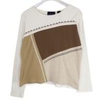 1990s Vintage Liz Claiborne Brown & White Embroidered Long Sleeve Shirt Photo 2