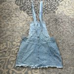 Denim Distressed Skirt Overalls Blue Medium Photo 4