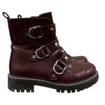 SO  Burgundy Red Buckle Moto Biker Boots 6.5 Photo 0