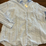 Aerie  Searsucker Coverup Shirt Women’s Medium Blue New NWT Button Up Oversized Photo 0