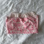 SheIn White with pink flowers strapless cropped top Photo 2