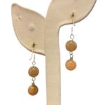 Sunstone 10MM Dangle Earrings Womens Sterling Silver Hook Beaded Boho Beachy Photo 1