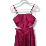 Lulus NWOT Got The Glam Wine Red Satin Accordion Pleated Cutout Maxi Dress Small Photo 8