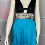 Bebe Black /Turquoise Cocktail Mini Dress Size XS Photo 0
