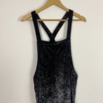 Urban Outfitters  Black Velvet Velour Crop Overalls Jumpsuit Photo 2