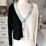 True Craft Cardigan Black White Gray Color Block Acrylic Sweater  Women Large New Photo 10