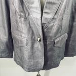 Vintage Y2k Metallic Leather Blazer Jacket Collared Silver Purple Lilac 1X 16W Photo 2