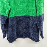 Aerie Offline by Navy Blue & Green Long Sleeve Crewneck Chenille Sweater Sz L Photo 4