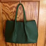 Lulu Dharma Green Woven Leather Tote Bag | Oversized Boho Shoulder Bag Photo 5
