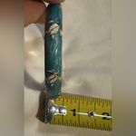 Turquoise Turtle Gold Tone Blue Enamel Bangle Bracelet Clamper Hinge Stackable Photo 3