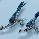 Road Runner Pin Brooch Large and Small Bird Metal Enamel Rhinestones Vintage Photo 8