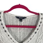 Simply Vera, Vera Wang Simply Vera Vera Wang Gray V-Neck Cable Knit Jeweled Sweater Women Sz S Photo 5