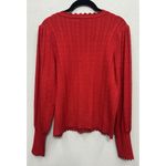 Adrianna Papell Adriana Papell Cable Knit Sweater Size Medium Red Jeweled Lettuce Hem Viscose Photo 1