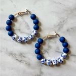 Floral Beaded Hoop Earrings Photo 0