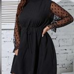 SheIn Clasi Plus Contrast Dobby Mesh Sleeve Drawstring Waist Dress Size 16 (2XL) Photo 4
