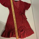 Relipop  Women’s Wrap with Ruffle Hem Mini Red with white polka dot Dress Photo 10