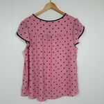 Torrid NEW  Sea Pink Mega Dots Rockabilly Pin Up Georgette Tulip Sleeve Blouse Photo 5
