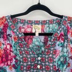 Anthropologie  Fig And Flower Boho Floral 3/4 Sleeve Sheer Feminine Blouse Small Photo 2