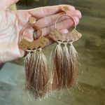 Rose Gold Hammered‎ Metal Tassel Earrings Circle Boutique Style Boho Jewelry Pink Photo 4