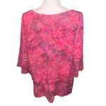 Lost River  Sz L Pink Batik Art-Wear Beautiful Rayon Blouse 3/4 Shirt Top Photo 6