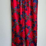 NWT J. Crew Collection SZ 4 Small Drapey Straight Leg Luxury Red Pants Floral Photo 2