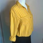 Harper Heritage  Women’s Button Up Long Sleeve Roll Tab Sleeve Striped Blouse Photo 1