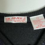 Vintage Knit Beaded Cropped Oversized Pullover Sweater Vest Sz Small Navy Black Photo 3