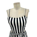 ONIA  Rumi Black &‎ White Striped Cutout One Piece Swimsuit Belted Size Photo 3