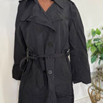 London Fog  Womens XL Black Trench Coat Double Breasted‎ Belted Classic Photo 0