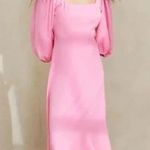 Loeffler Randall  NWT Linen Carmina Curve Seam‎ Long Sleeve Dress Bubblegum Pink Photo 0