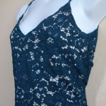 Babaton Aritzia Lace Overlay Camisole Top Teal Floral Scalloped Trim Women's XS Photo 1