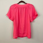 J.Crew  Salmon Pink Flutter Sleeve Linen‎ V Neck Top Size Medium Photo 5