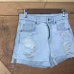American Eagle  Shorts Size 2 Stretch Mom Short Womens Blue Denim Distressed Photo 3