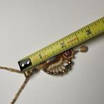 Indian Pink / Clear Rhinestone Pendant Gold Tone Necklace 18 Inch Photo 1