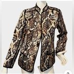 Chico's - Metallic Gold & Black Satin Quilted Open Blazer Jacket Size 3 Photo 0