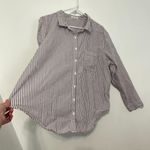 Maurice's  Striped 90s Prep Button Up Shirt Purple White Long Sleeve Button Down Photo 9
