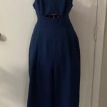 Forever 21 Contemporary Blue Wide Leg Jumpsuit Cut Out Tie Back Size S Photo 0