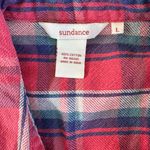 Sundance  Coral Pink Blue Plaid Woven Cotton Flannel Button Down Shirt Size Large Photo 1