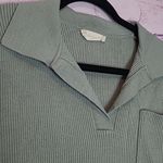 Altar'd State  MOSS GREEN RIBBED KNIT V NECK CROPPED SWEATER TOP SMALL Photo 2